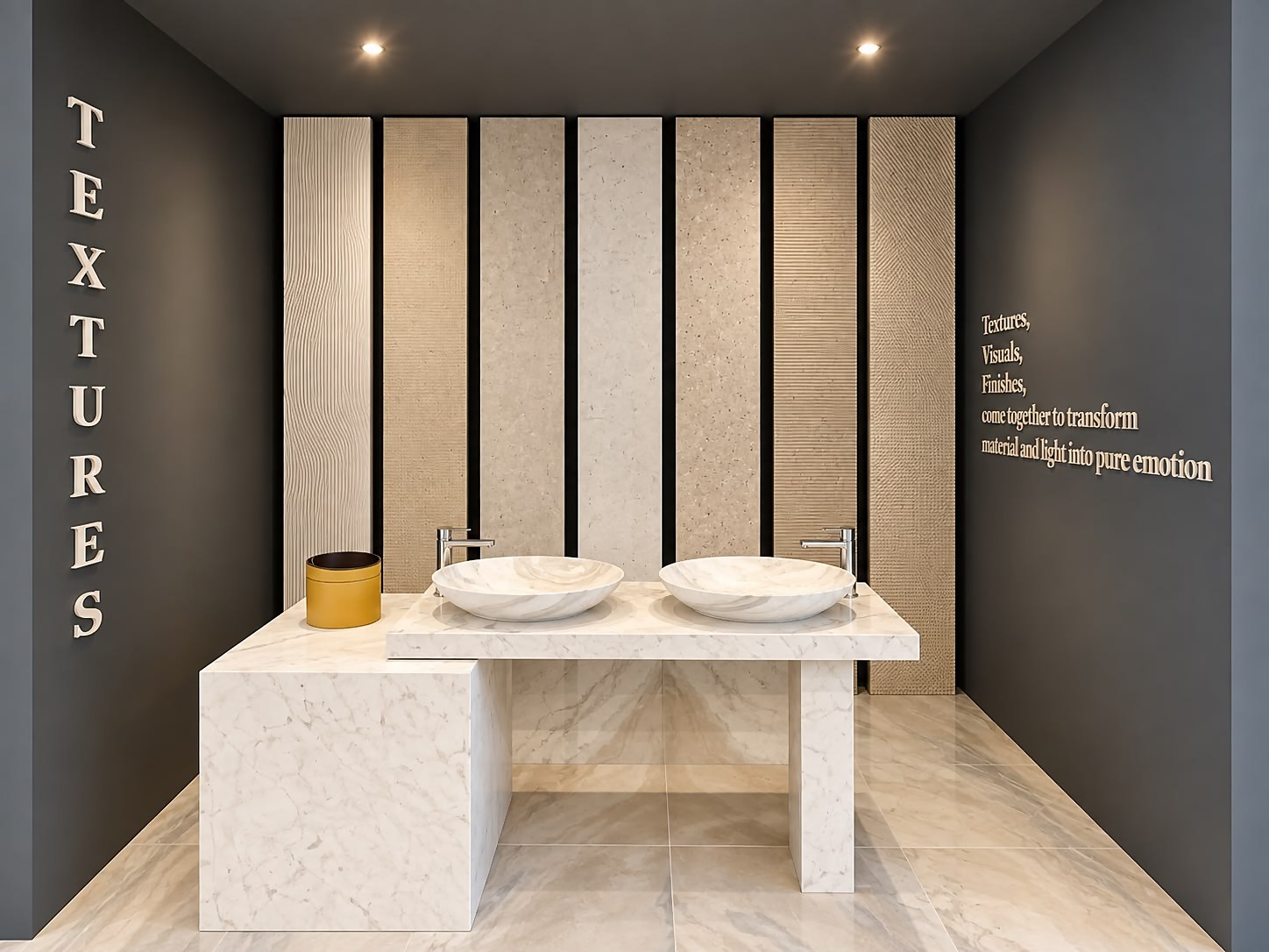 Mobile TEXTURES, ambiente scuro con boiserie a doghe