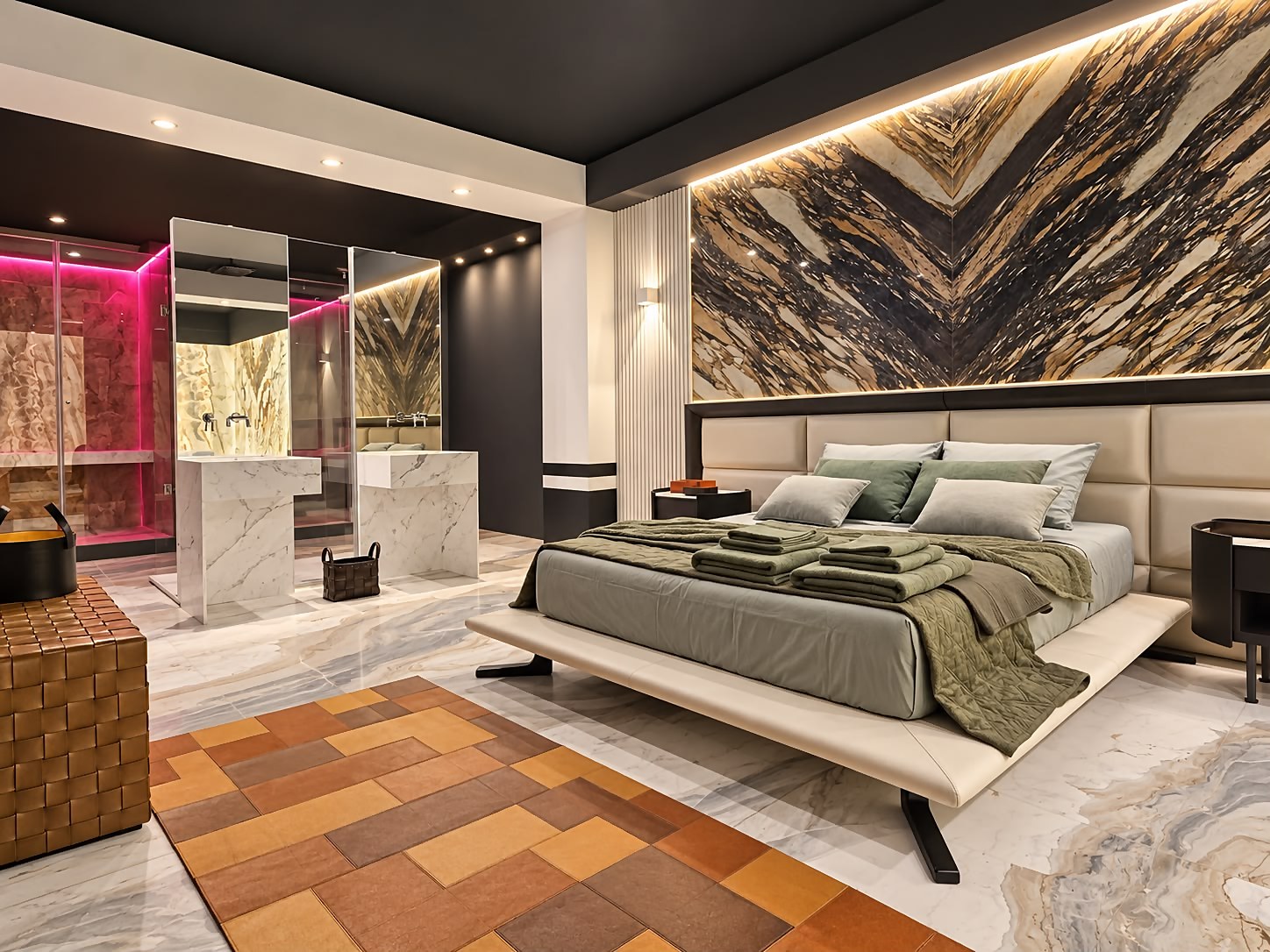 Suite vista d'insieme, letto e bagno