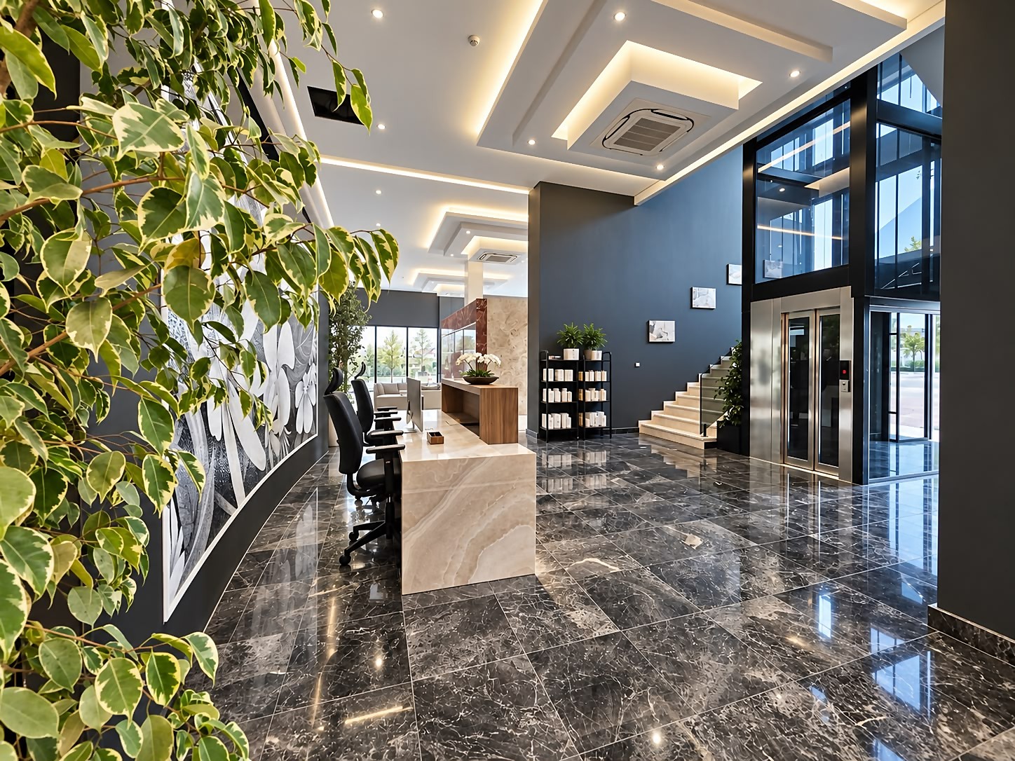 Reception e hall – scala e ascensore