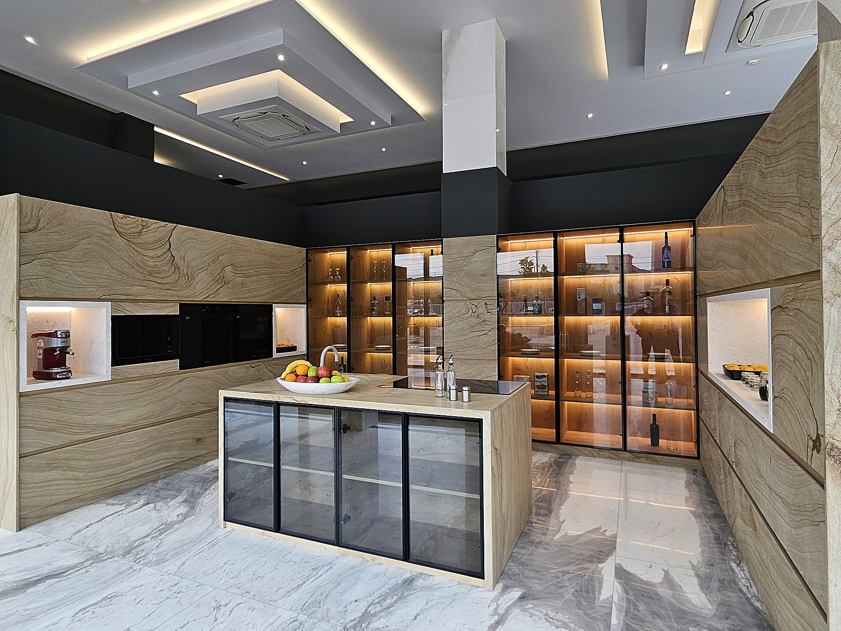 Cucina showroom, vista d'angolo