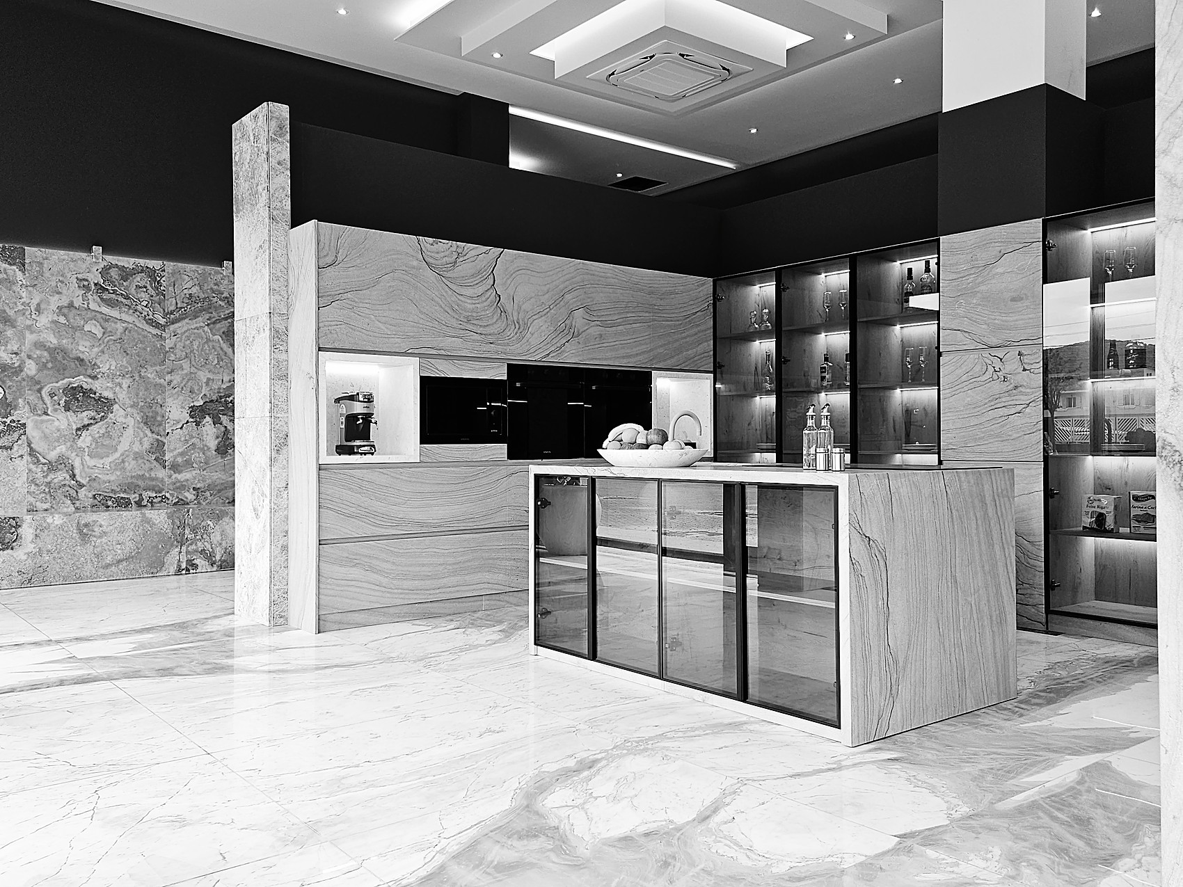 Cucina showroom, vista frontale
